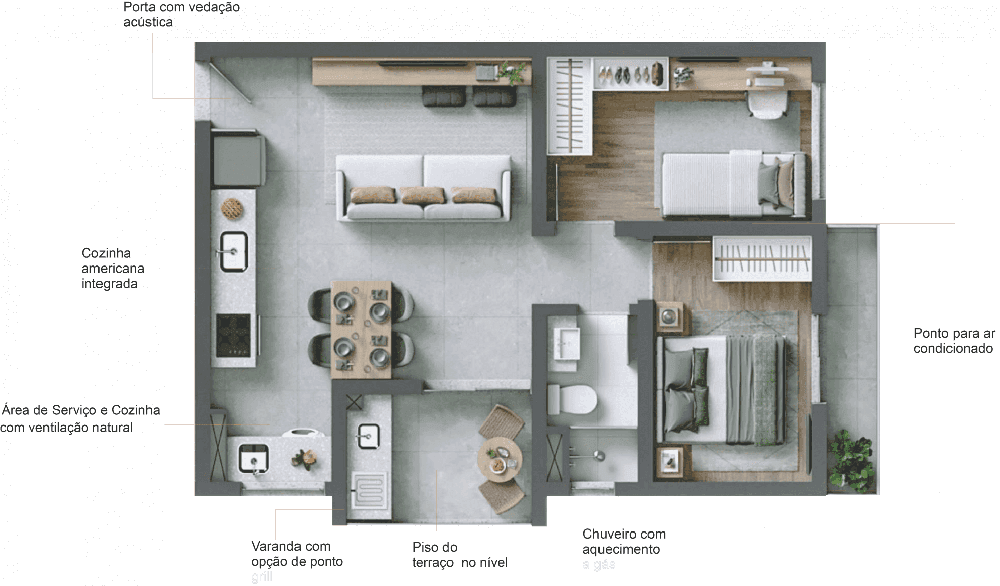 2 Dorm | 52,5 m²