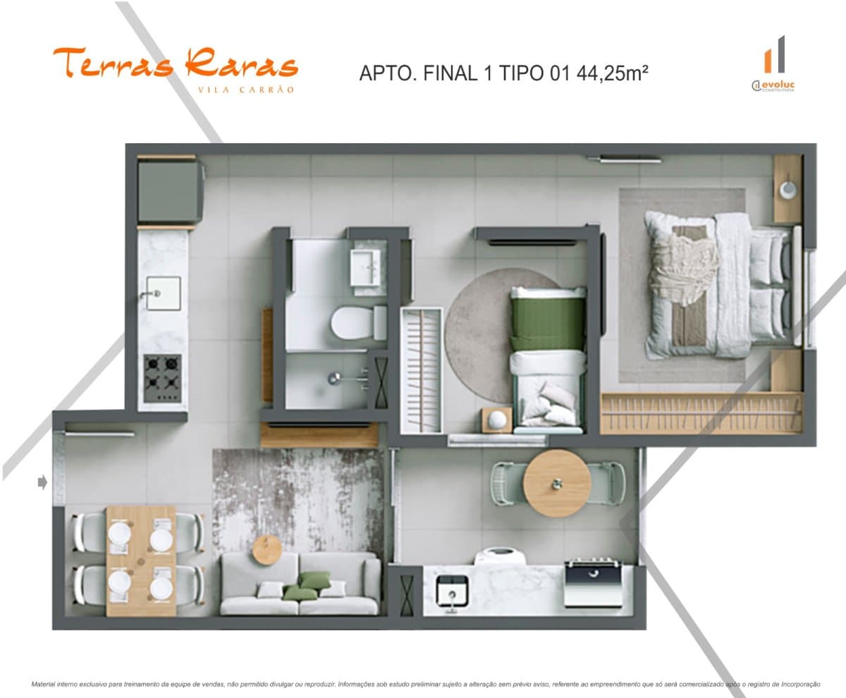 Apto | 44,25 m²